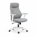 Chaise de bureau ergonomique pivotante en polyester gris clair et polypropylène blanc, 65 x 68 x 112–122 cm