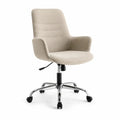 Chaise de bureau pivotante réglable en tissu et métal chromé avec accoudoirs, beige, 60 × 60 × 83-93 cm