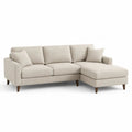 Canapé d’angle 3 places en tissu beige avec méridienne droite, 225 x 145 x 84 cm