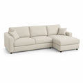 Canapé d’angle droit 3 places en tissu beige avec méridienne fixe, 260 × 160 × 85 cm