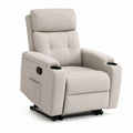 Fauteuil relax manuel 1 place en tissu beige avec dossier haut et 2 porte-gobelets, 92 × 96 × 105 cm