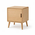 Table de chevet rectangulaire en MDF plaqué chêne et bois massif, chêne clair, 40 × 35 × 55 cm